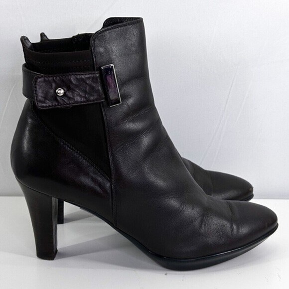 Aquatalia Dark Brown Leather Rouge Royal Heeled Ankle Boots Kate Middleton 11 - Picture 3 of 10